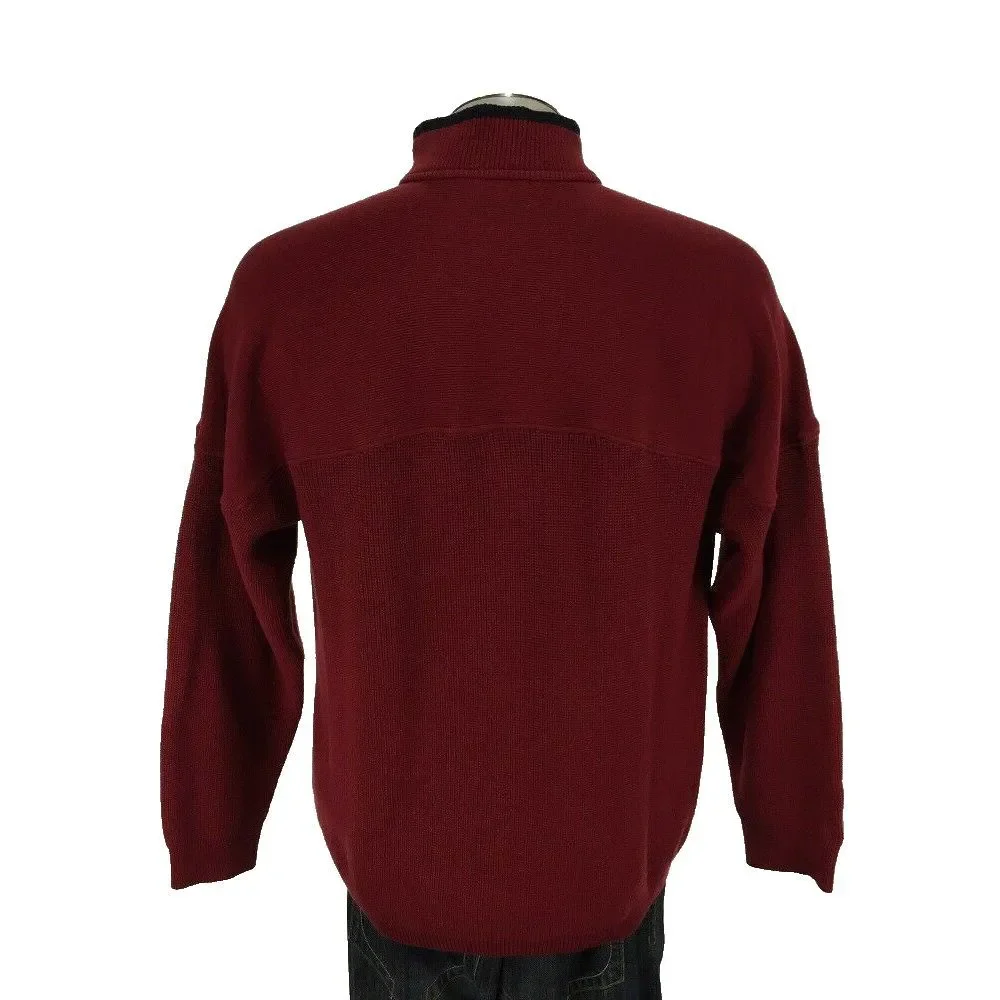 Orvis Signature 1/4 Zip Sweater M Red Cotton Pullover Fishing Mens‎